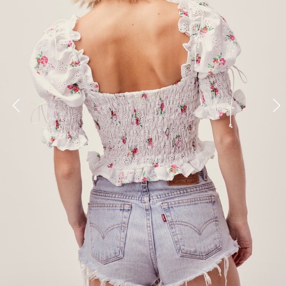 For Love and Lemons Tarte Eyelet Smocked Blouse